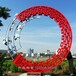 釬拓雕塑廣場不銹鋼鏤空水景月牙雕塑,浙江從事不銹鋼圓環雕塑創意水景擺件