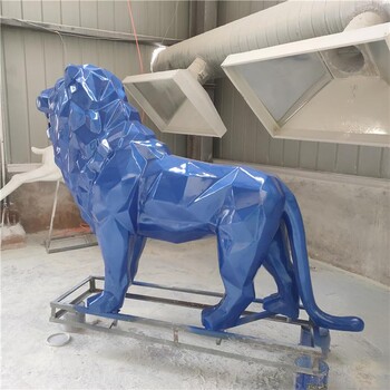 玻璃钢几何切面狮子雕塑