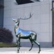 海南酒店售楼处不锈钢鹿镂空发光不锈钢梅花鹿,不锈钢几何鹿