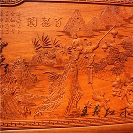 山东鲁班工艺王义红木大红酸枝办公桌细节图