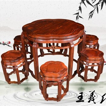 青岛新中式红木家具大红酸枝餐桌艺术价值