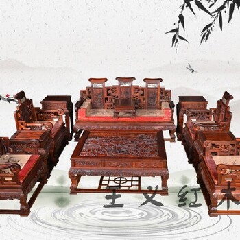 济宁牢固王义红木红木办公沙发样式优雅,大红酸枝沙发