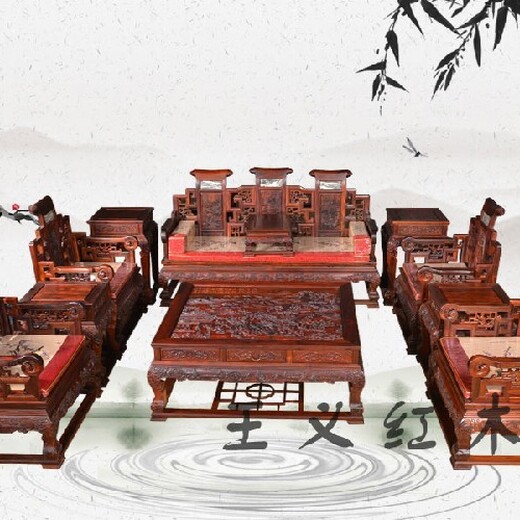 王义红木大果紫檀红木桌椅,青岛王义红木大红酸枝椅子样式优雅