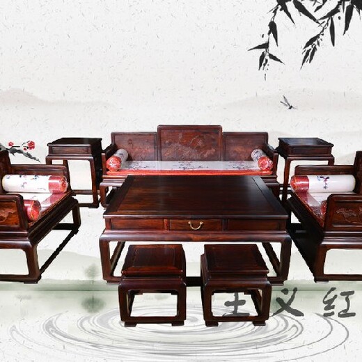 济宁制造王义红木红木办公沙发造型美观,大红酸枝沙发
