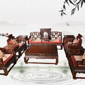 王义红木大红酸枝沙发,传统榫卯结构交趾黄檀沙发厂家
