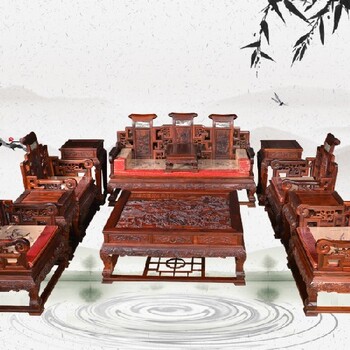 王义红木济宁缅甸花梨沙发,威海精雕细琢红木办公沙发包您满意