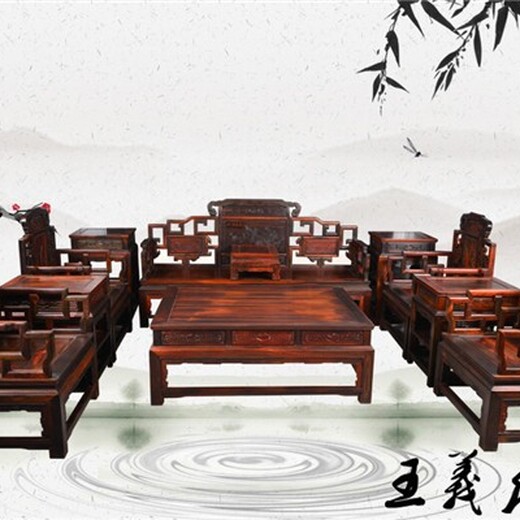 特殊纹理济宁红木古典艺术家具,济宁精美缅甸花梨沙发样式优雅
