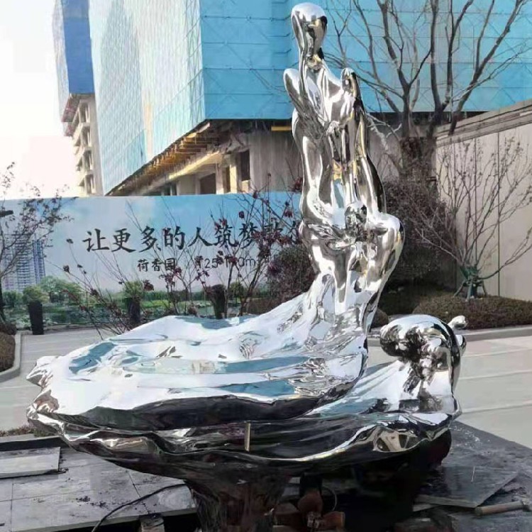 西藏小区不锈钢浪花雕塑定制