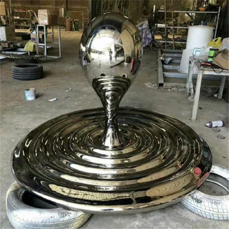 唐韵镜面水滴雕塑,不锈钢水滴雕塑施工厂家