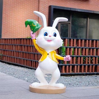 户外玻璃钢可爱卡通兔子雕塑幼儿园游乐园兔子摆件
