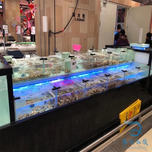 惠州市酒吧海鲜池海鲜鱼池制作,超市生鲜鱼池