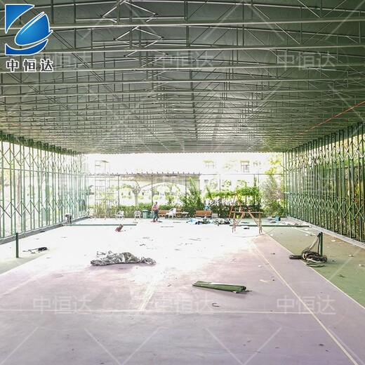 齐齐哈尔伸缩式球场挡雨棚实力商家,户外大型篮球场电动棚