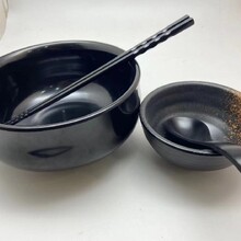壹粤哥哥面碗牛肉面碗,黑色加厚密胺拉面手工面碗餐具设计