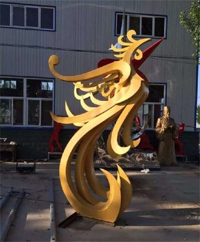 天津大型凤凰雕塑,不锈钢景观凤尾雕塑