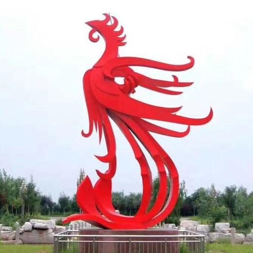 上海凤凰雕塑厂家,不锈钢景观凤尾雕塑