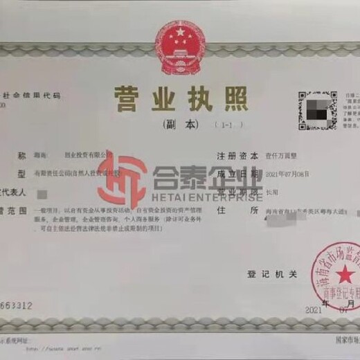 海南自贸区国际贸易公司公司注册