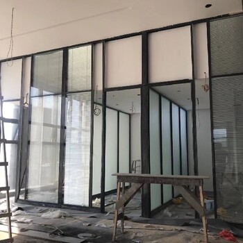 深圳内钢外铝玻璃隔断价格,办公室中空玻璃百叶隔断