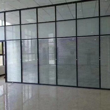 深圳罗湖中空百叶玻璃隔断价格,办公室双层玻璃百叶隔墙