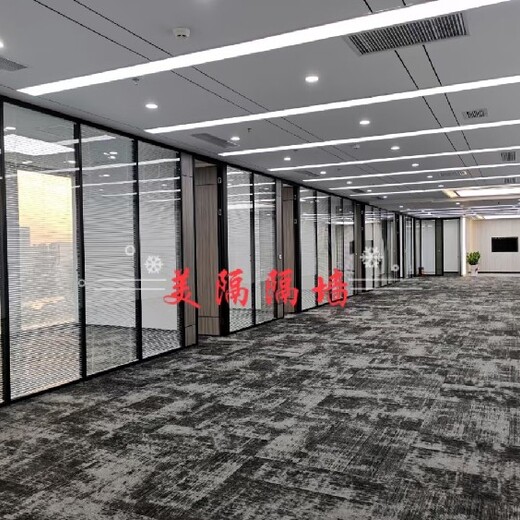 深圳罗湖玻璃内置玻璃隔断生产厂家,办公室中空玻璃百叶隔断