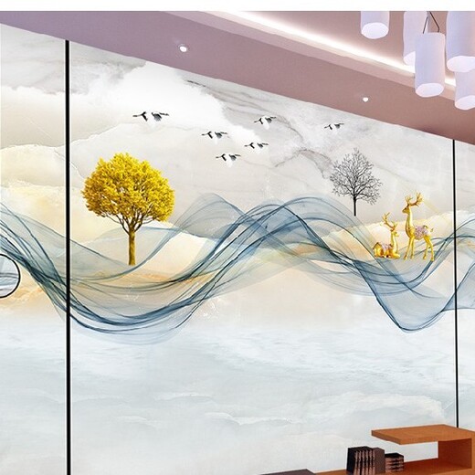 广东珠海艺术打印背景墙高光定制批发,电视背景墙