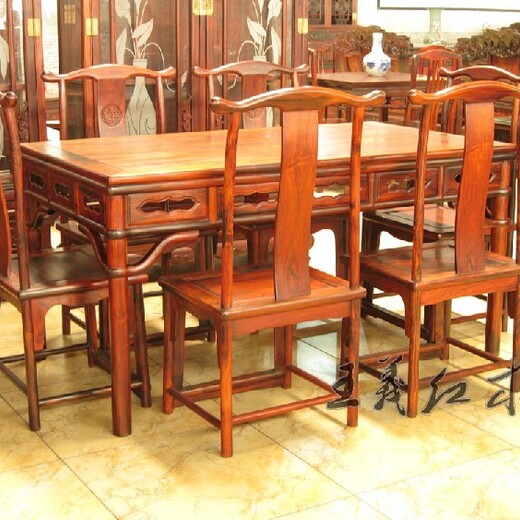 王义红木红木餐桌,济宁传统王义红木大红酸枝餐桌品种繁多