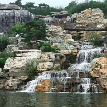 汉川市水泥塑石假山水池优化