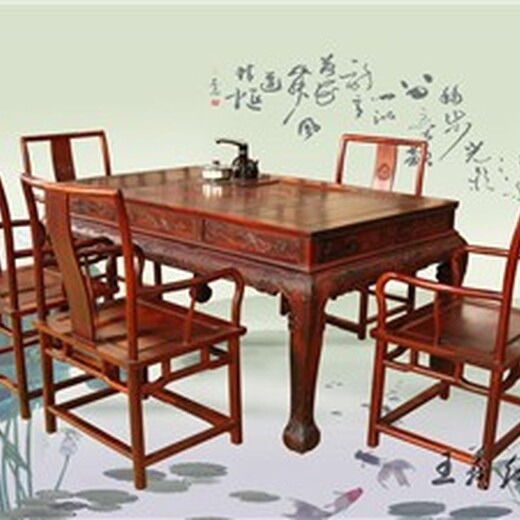 山东王义红木大红酸枝餐桌样式优雅,红木餐桌