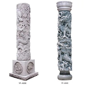 景观柱石雕龙柱定制安装,花岗岩石柱子
