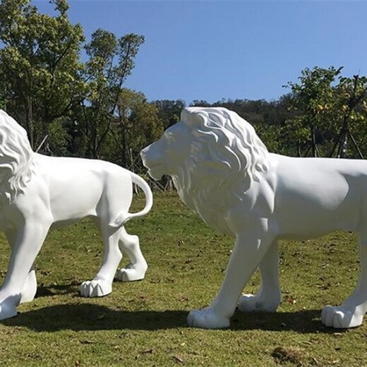 曲阳县动物狮子雕塑,玻璃钢动物雕塑