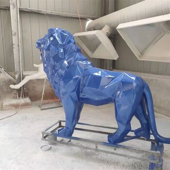 北京几何狮子雕塑加工,几何切面狮子雕塑