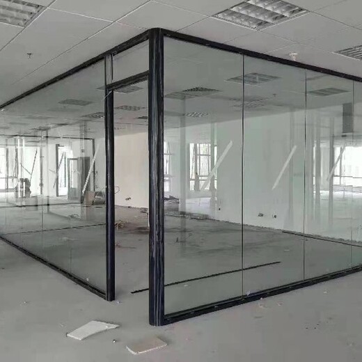 深圳铝合金玻璃隔断厂家电话,办公室双玻百叶高隔断