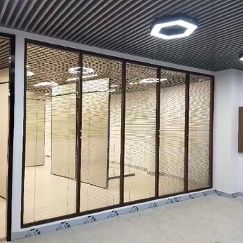 美隔办公室双层玻璃百叶高隔断,徐汇办公室铝合金玻璃百叶隔墙用途