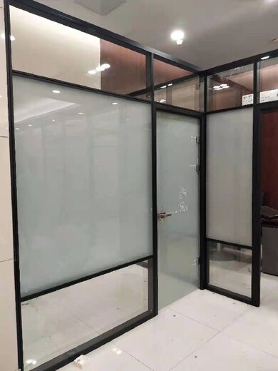 阳江铝合金玻璃隔断材质,办公室双玻百叶高隔断