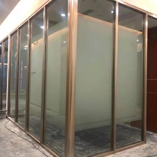 镇江办公室铝合金玻璃百叶隔墙材质,办公室双玻百叶帘高隔墙