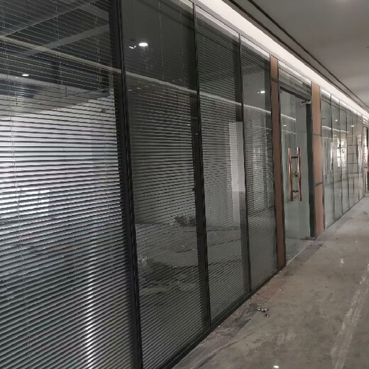 泰州办公室铝合金玻璃百叶隔墙型号,办公室双层玻璃百叶高隔断