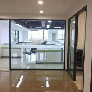 牡丹江办公室铝合金玻璃百叶隔墙安装,办公室双玻百叶帘高隔墙