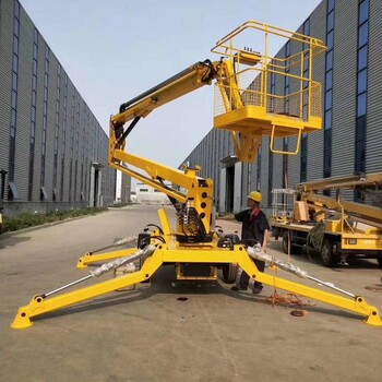 牡丹江市现货销售18米高空升降机拖车折臂式升降平台野外作业车