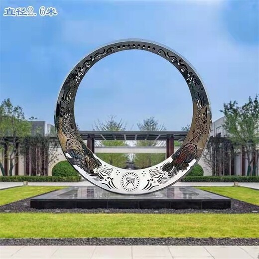 北京不锈钢圆环雕塑订做,月亮雕塑