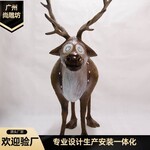 广州玻璃钢材质麋鹿造型卡通动物雕塑摆件圣诞节万圣节节日庆典场景美化摆件可出租
