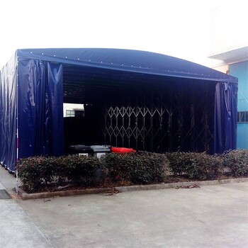 智晟推拉式伸缩雨棚,广州增城全新篮球场蓬工厂仓储物流篷