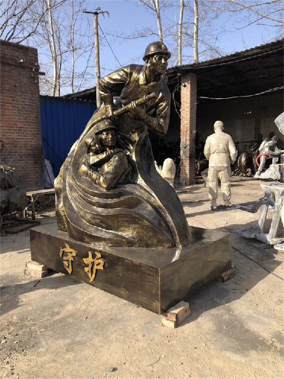 湖南大型玻璃钢消防员雕塑,消防战士雕塑