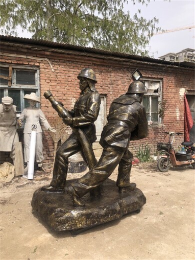 北京救火玻璃钢消防员雕塑公司,消防主题雕塑