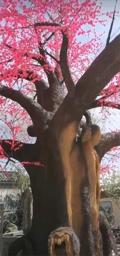 德州乐陵市小区室内仿真桃花树造型
