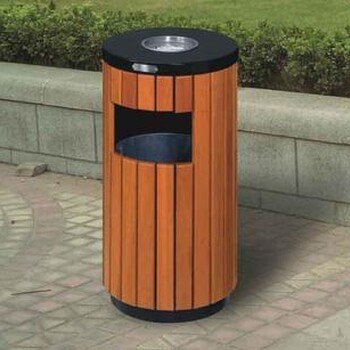 圆顶环保钢木垃圾桶户外垃圾桶