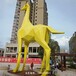 石河子户外不锈钢长颈鹿动物雕塑安装,几何长颈鹿雕塑