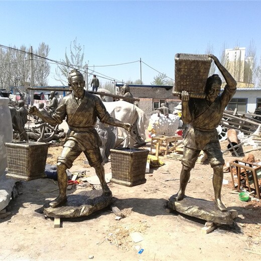 铸铜人物农耕文化雕塑制作,劳动人民雕塑