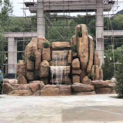 兴安盟科尔沁右翼中旗酒店水泥塑石假山施工