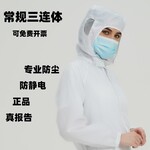 洁净室三连体防静电防尘工作服连帽连衣连裤