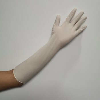 16寸一次性加长乳胶手套加厚耐磨加长到手肘防护耐酸碱