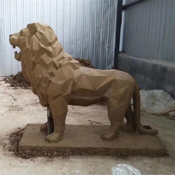 北京几何狮子雕塑生产厂家,喷漆狮子雕塑